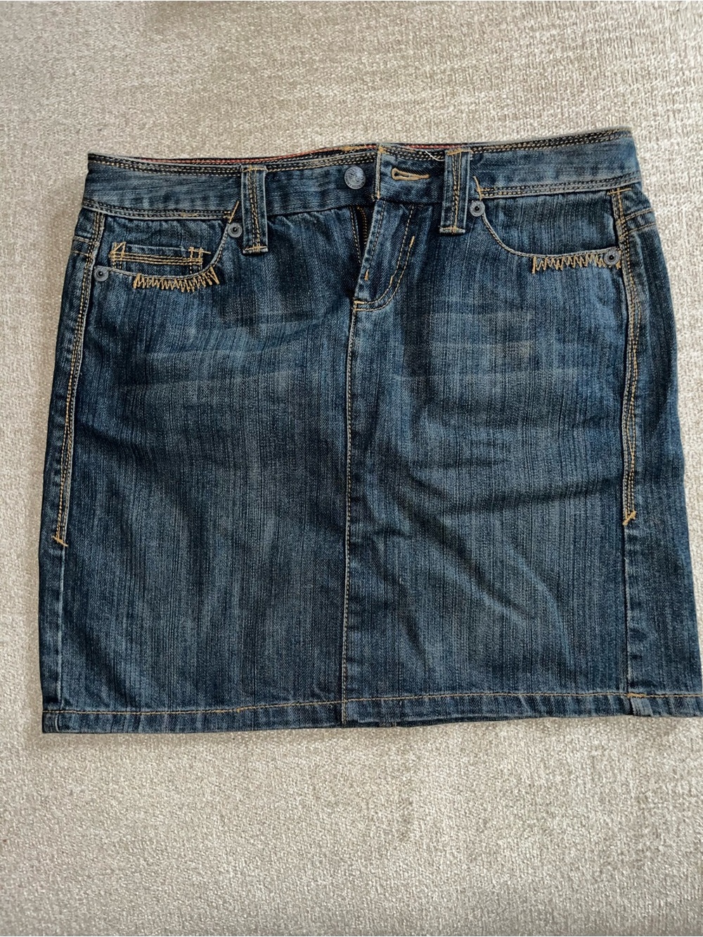 Dark Blue Denim Mini Skirt - Women